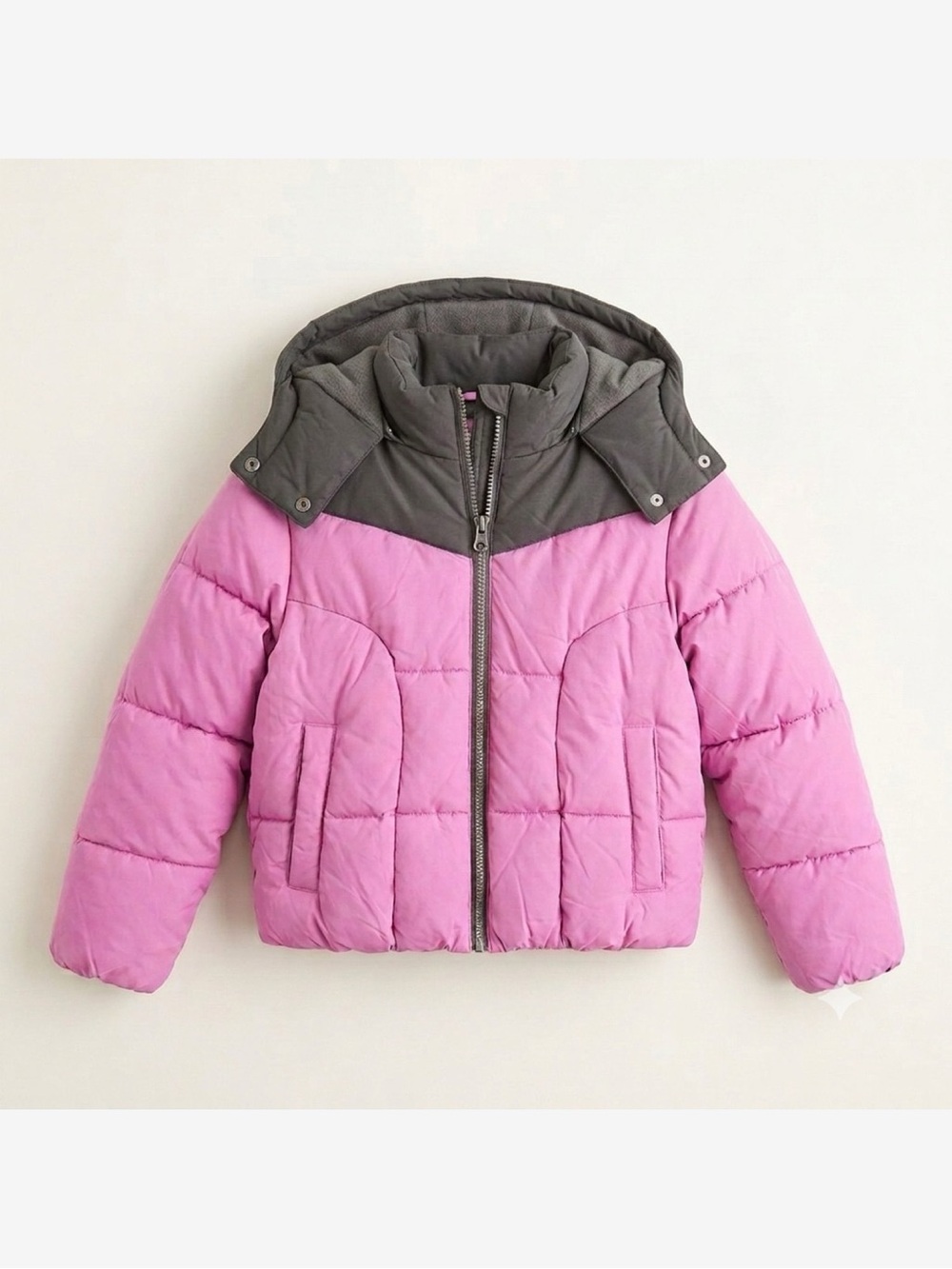 NWT- Sam Edelman girls Kids Two-Tone Pink Hooded Puffer Jacket